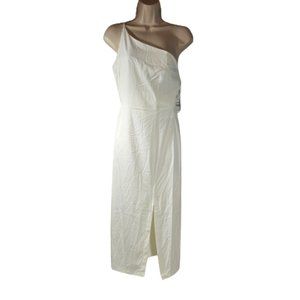 Petal & Pup White One Shoulder Zahra Dress Women's Size 4 Small Midi Below Knee